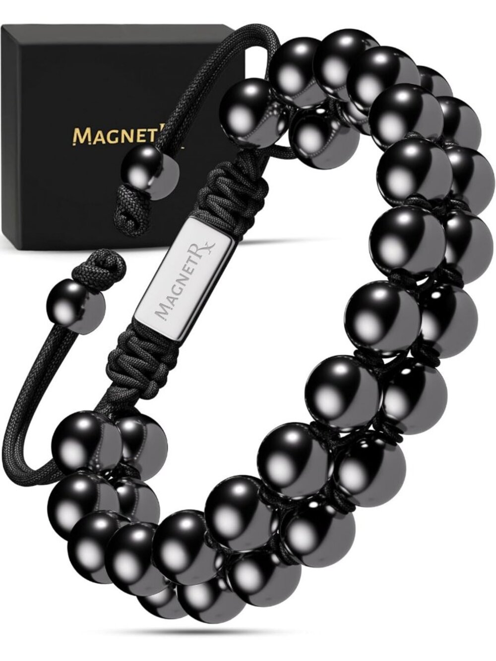 Double Strength 8mm Hematite Magnetic Beaded Bracelet for Wellness & Style